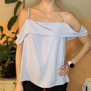 NWT Essue Lavender Gray Off-the-Shoulder Top, size Large